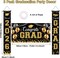 Graduation Party Decoration – Black & Gold Class of 2026 3PCS Banner Set with Large Backdrop, Porch & Yard Hanging Graduation Celebration Decor Kit